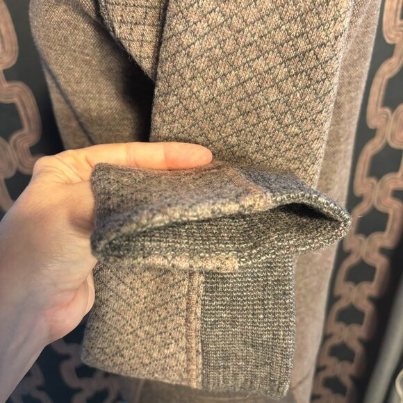 Prana Wool Sweater with asymetrical snap collar feature in Brown size XS - Picture 3 of 11